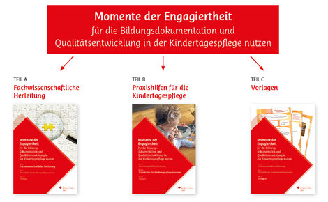 Abbildung 1: Die drei Broschüren innerhalb der Gesamtpublikation „Momente der Engagiertheit“